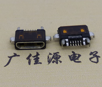 MICRO USB 沉板2.0MM防水B型口母座,四腳插板端SMT